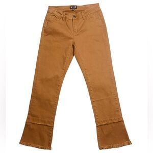 A.Z.I. Audrey Sz 2 Orange Bootcut Stretch Mid Rise Double Hem Frayed Denim Jeans